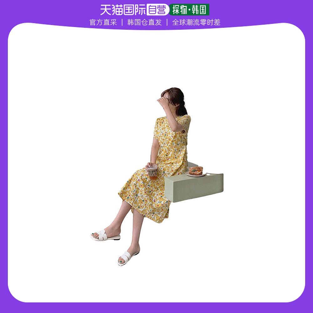 韩国直邮[HOTPING]V领碎花短袖连衣裙[MADE] Charming花纹