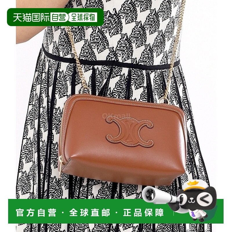 韩国直邮CELINE 光滑小牛皮 Cuir Triomphe 链式手拿包 (10E383DR