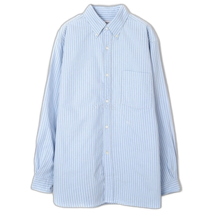 韩国直邮nanamica 纽扣条纹风衬衫 - 萨克斯色 长袖衬衫 SUGF352