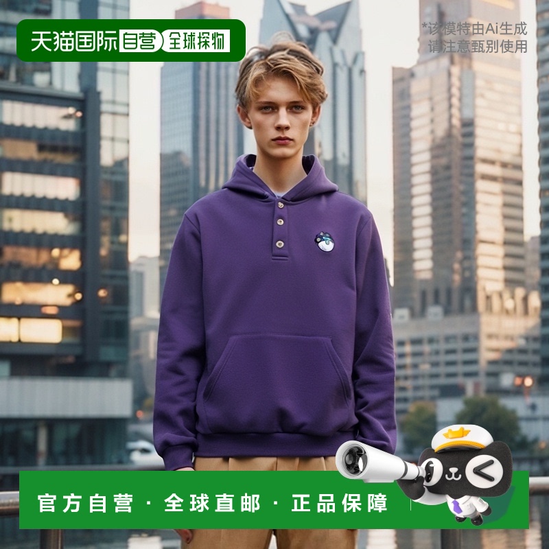 韩国直邮MALBON GOLF 男士连帽衫M3313LHD01PUR Wiz Henley Hoodi
