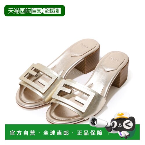 韩国直邮FENDI 法棍皮中跟拖鞋（8R8862 AY1R F0VF1） 拖鞋凉鞋