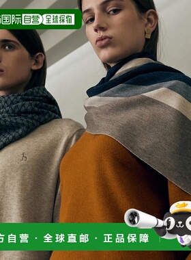 韩国直邮HAZZYS [ 羊绒] 深蓝色拼色羊绒围巾 HIMU5F716N2羊毛