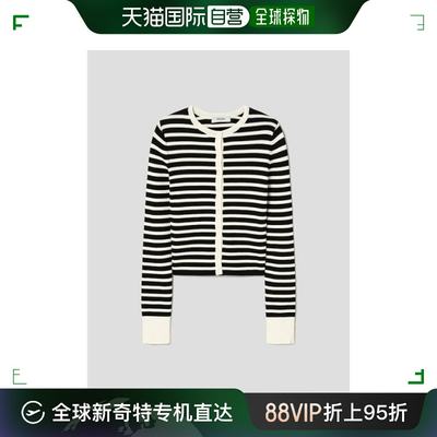 韩国直邮8 Seconds T恤 LIVED 条纹 圆领 开襟毛衫 黑色 (32435AL