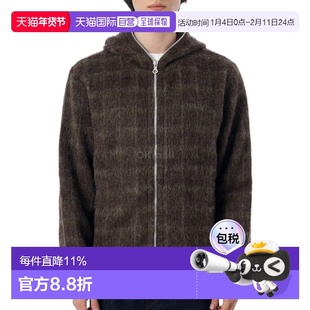 韩国直邮OUR LEGACY全拉链连帽Dorf格纹毛茸茸外套M4256FD