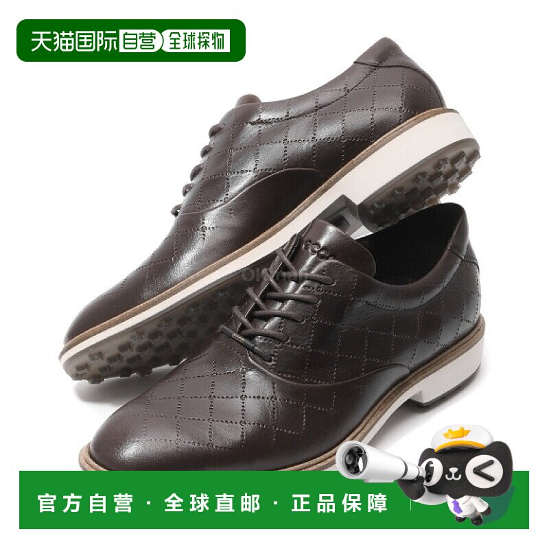 韩国直邮Ecco爱步男款无钉高尔夫球鞋棕皮质平底110214-01178