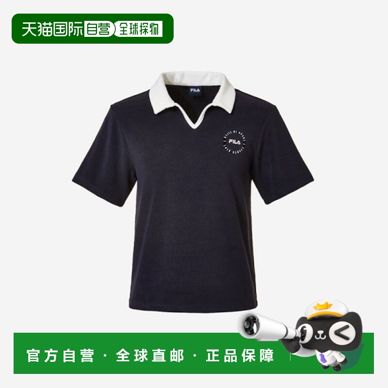 韩国直邮FILA Wheela 女式纯棉毛圈领 T 恤 - INA 3560502