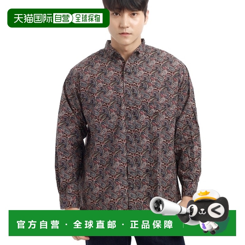 韩国直邮Engineered Garments 翼领衬衫 A - 黑色/红色棉质佩斯利