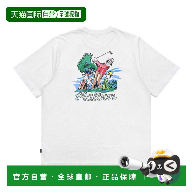 韩国直邮MALBON GOLF男士T恤M4211LRS09WHT FOUNDERS S/S POCKET