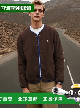 韩国直邮YALE WARM UP NO COLLOR FLEECE CARDIGAN BROWN开衫YD01