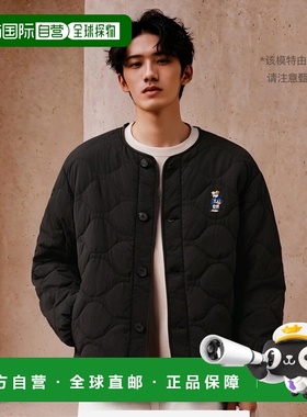 韩国直邮YALE EMBROIDERY DAN COLLARLESS QUILTING JACKET BLACK