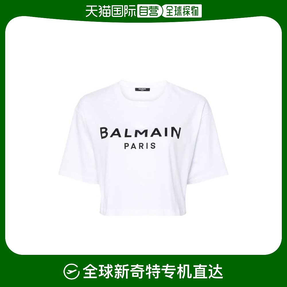 韩国直邮BALMAIN24FW短袖T恤女BF1EE020BB02 095GAB BLANC NOIR