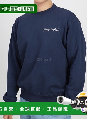 韩国直邮Sporty&Rich Syracuse 圆领毛衣 - 海军蓝/白色 (CRAW233