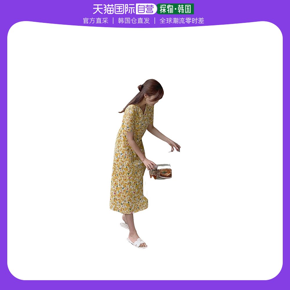 韩国直邮[HOTPING]V领碎花短袖连衣裙[MADE] Charming花纹 女装/女士精品 连衣裙 原图主图