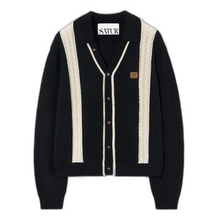 韩国直邮SATUR设计师款大气简约日常休闲个性毛衣SA23FWMK14BK