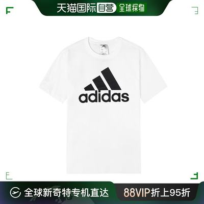 韩国直邮Adidas 运动T恤 阿迪達斯/男/必備/短袖/白/IC9349