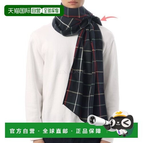韩国直邮Engineered Garments 长款海军蓝棉质窗格纹围巾 (24S1H0