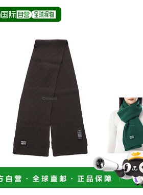 韩国直邮Miu Miu女款logo贴片羊毛绒围巾圣诞5FS048 2F8S配饰