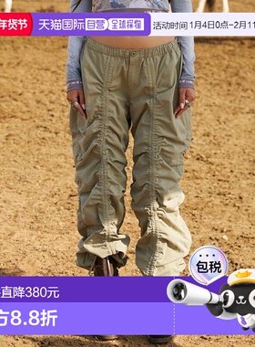 韩国直邮AS IF CALIE SHIRRING PARACHUTE PANTS KHAKI阔腿裤CA23