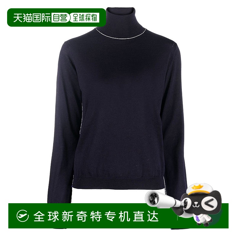 韩国直邮Maison Margiela   女式 4 线缝合高领针织海军蓝 SI0HA0