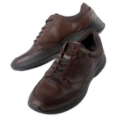 韩国直邮ECCO爱步男款IRVING休闲运动鞋棕色皮革(511734-55738)