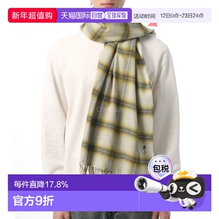 韩国直邮MIHARA YASUHIRO渐变格子流苏围巾刺绣图案A15AC091