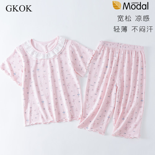 夏季薄款宽松女童家居服套装