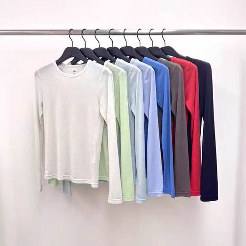 现货韩国东大门2026春季新品RIVER 休闲百搭纯色圆领长袖T恤女