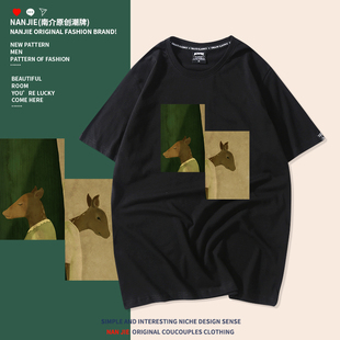 美式复古正肩短袖T恤女潮牌宽松显瘦小众设计感纯棉chic港味上衣