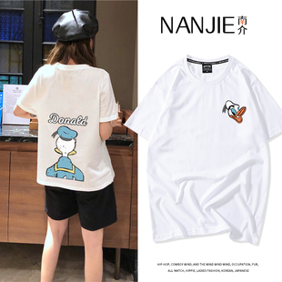 体恤衫 欧货上衣2023新款 半袖 T恤女韩系宽松小众不撞款 唐老鸭短袖