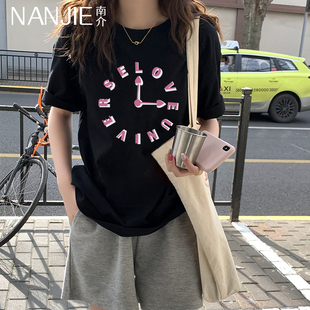 美式复古街头高街潮牌短袖T恤女宽松慵懒风港味半袖oversize上衣