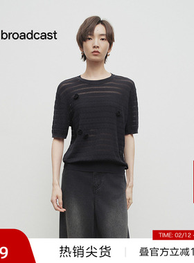 【播奥莱】播商场同款圆领短袖针织衫女25春宽松上衣BDS1SD1242