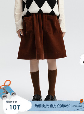 播broadcute童装比得兔女童灯芯绒中大童松紧腰公主裙KGQ2B103