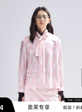 【播奥莱】播迪士尼小鹿斑比联名商场同款系带花衬衣BDR1CD2414