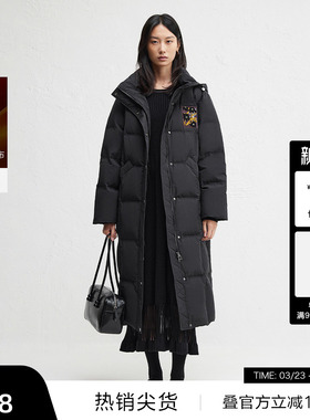 【播奥莱】播防寒保暖连帽羽绒服女冬休闲宽松长款外套DDR4RD5232