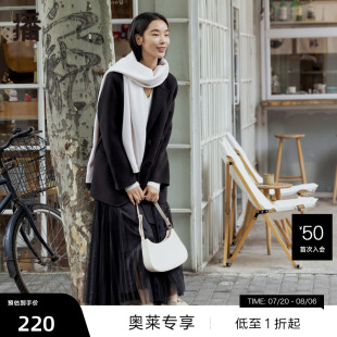 新款 播冬季 100%羊毛小眾設(shè)計(jì)感簡(jiǎn)潔西裝 播奧萊 毛呢大衣