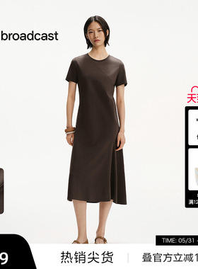 【播奥莱】播法式夏日显瘦T恤裙女25夏简约短袖连衣裙DDS2LD5005