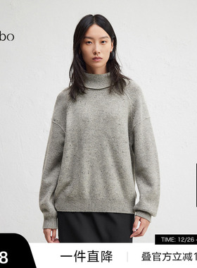 【播奥莱】播 bo 商场同款针织衫女24冬灰色宽松毛衣BDR4SD2428