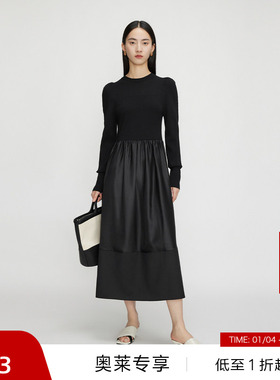 【清仓】播羊毛针织连衣裙商场同款春季小众拼接长裙女BDQ8LD1885
