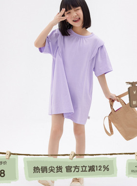 播broadcute童装精灵谷春夏女童日系洋气宽松纯棉连衣裙KGQ2L341