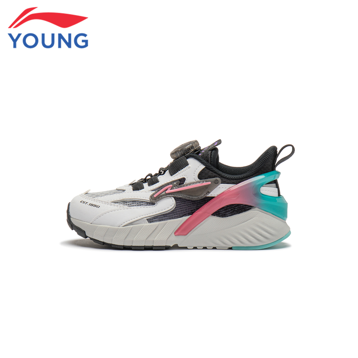 李宁儿童透气旋转纽扣休闲跑步鞋