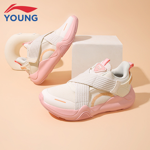 轻便舒适防滑减震一脚蹬休闲鞋 李宁儿童运动鞋 女童大童25秋冬新款