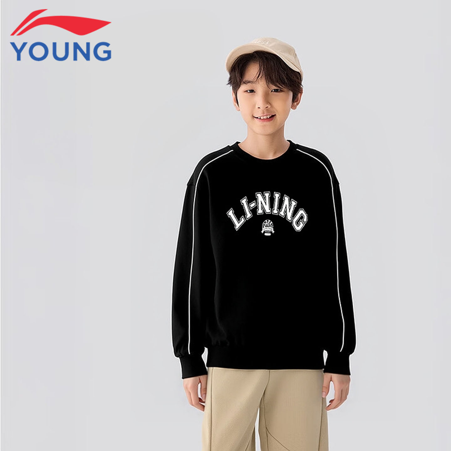 李宁儿童秋冬新款圆领休闲卫衣