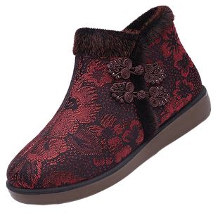 冬季老北京布鞋女棉鞋加绒保暖防滑80岁老太太奶奶鞋90岁外婆鞋子