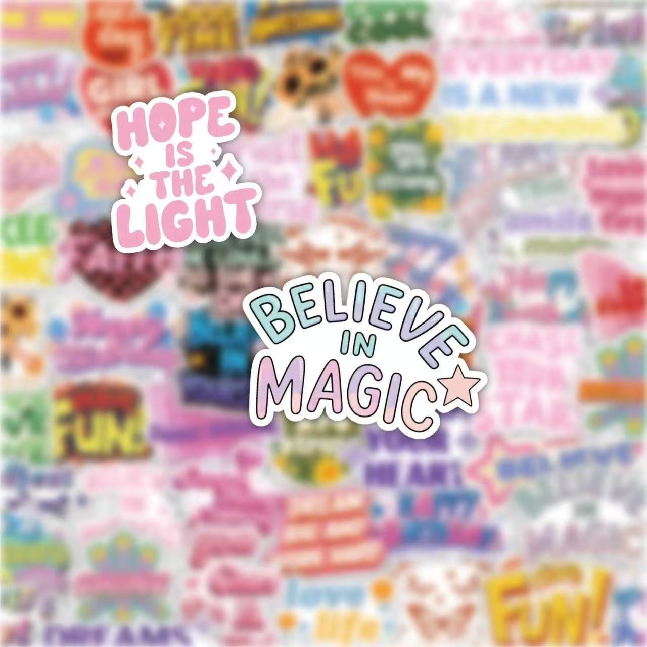 60张励志短语英文激励祝福文字标语贴纸ins清新文字diy手账贴画