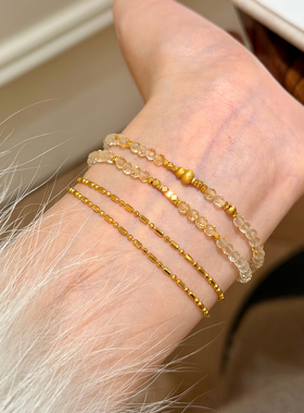 谷岚天然3mm算盘珠黄水晶手链