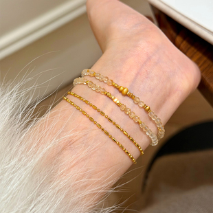 谷岚「流光万福」天然算盘珠黄水晶手串女高级感手链招财转运配饰