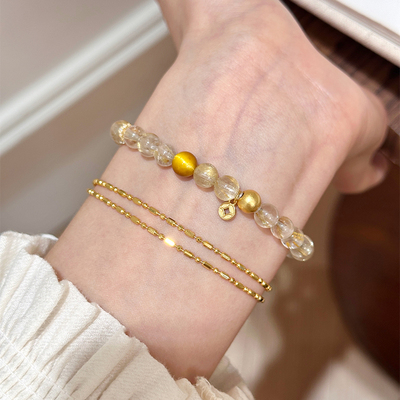 谷岚天然黄水晶金发晶金虎眼手串