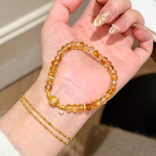 谷岚「金辉」天然切面黄水晶串珠手串女招财纳福转运配饰礼物手链