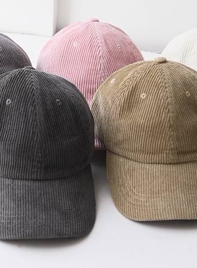 秋冬纯色软顶灯芯绒水洗棒球帽