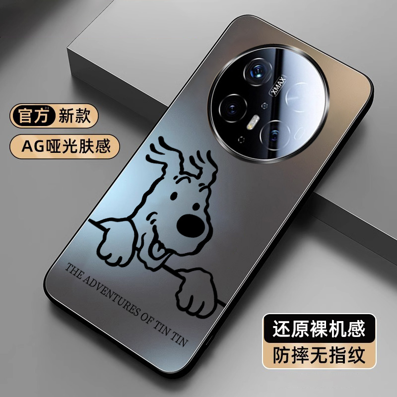 探头线条小狗适用华为mate70pro手机壳新款Mate60磨砂外壳mt50/40全包防摔Pro+简约Pura70男女生Ultra散热套